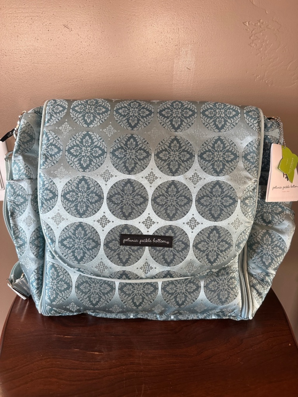 Petunia Pickle Bottom Light Blue Patterned Baby Bag